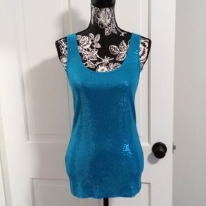 🆕️ 🩵Express Sexy Basic🩵 - Turquoise Sequins Tank Top